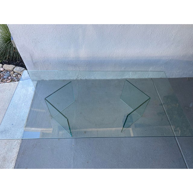 Glass 1970s Large Glass Coffee Table in the Style of Pace For Sale - Image 7 of 11