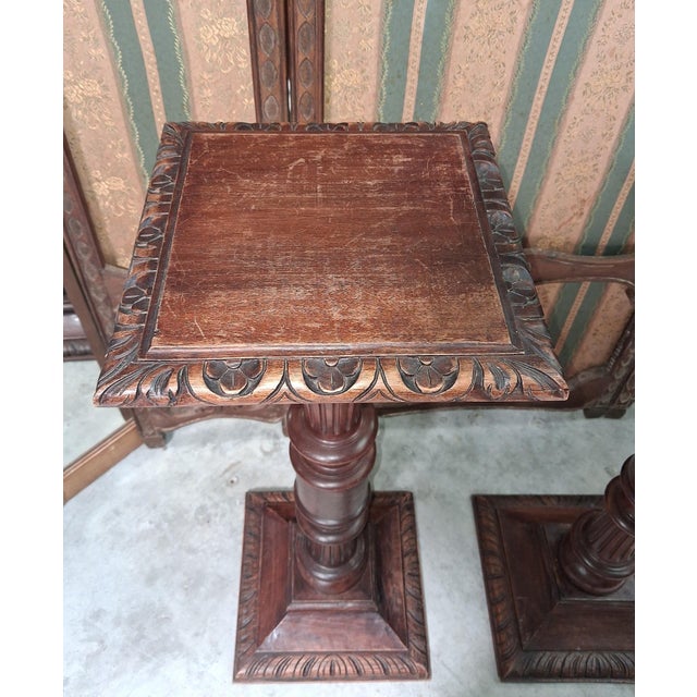 19th Century Renaissance Walnut Side Tables, Set of 2 For Sale - Image 4 of 8