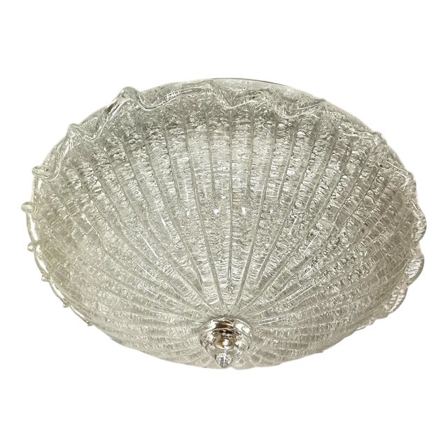 Large Mid-Century Modern Hollywood Regency Ceiling Light in Murano Glass from Barovier & Toso, 1980s For Sale