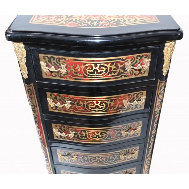 Boulle Inlay Chest Drawers Tall Boy Furniture For Sale - Image 3 of 10