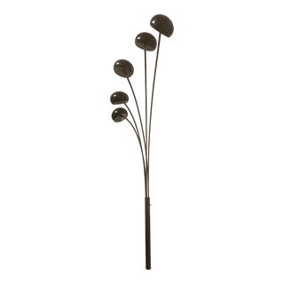 1970s Five Arms Arc Floor Lamp in Black Metal and Marble For Sale