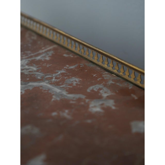 Vintage Louis XV Style Brass & Ebony Marble Top Vitrine Curio Cabinet For Sale - Image 12 of 16