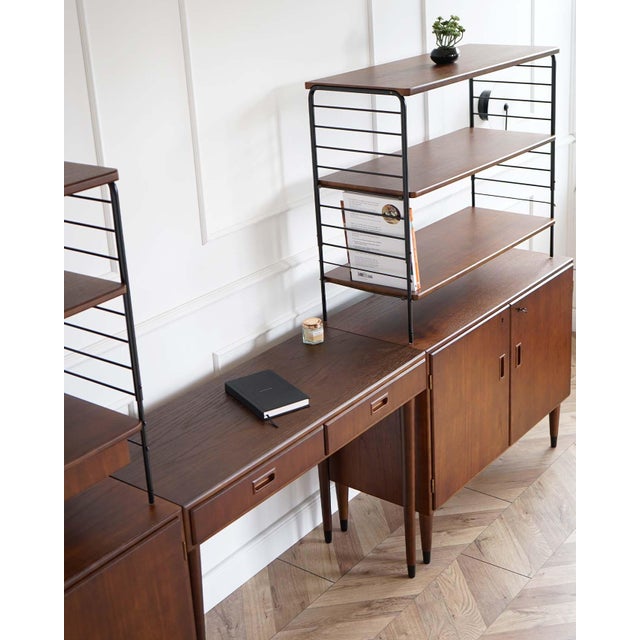 Wood Mid-Century 3-Piece Teak Bookcase System with Writing Desk, Sweden, 1960s, Set of 3 For Sale - Image 7 of 18