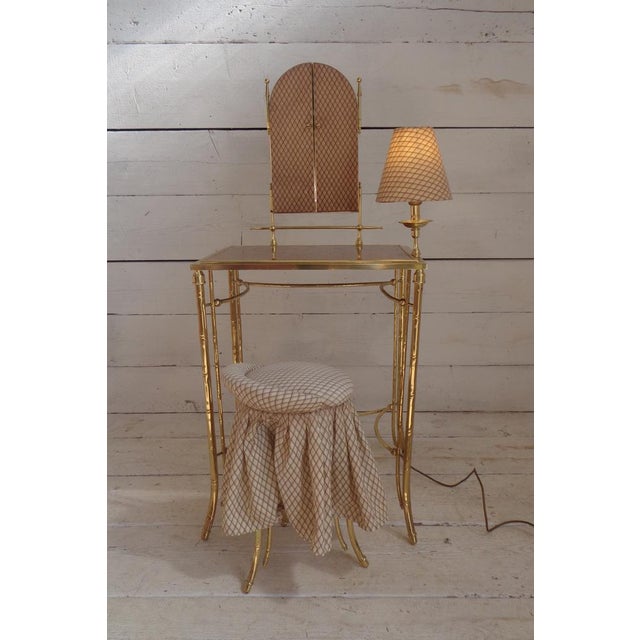 Dressing Table with Lamp and Seat in Faux Bamboo, 1950s, Set of 2 For Sale - Image 13 of 18