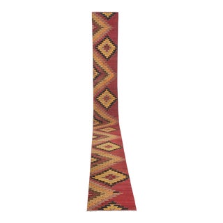 Vintage Orange Red Diamond Kilim Runner, Stair Carpet 2'6" X 22'12" For Sale