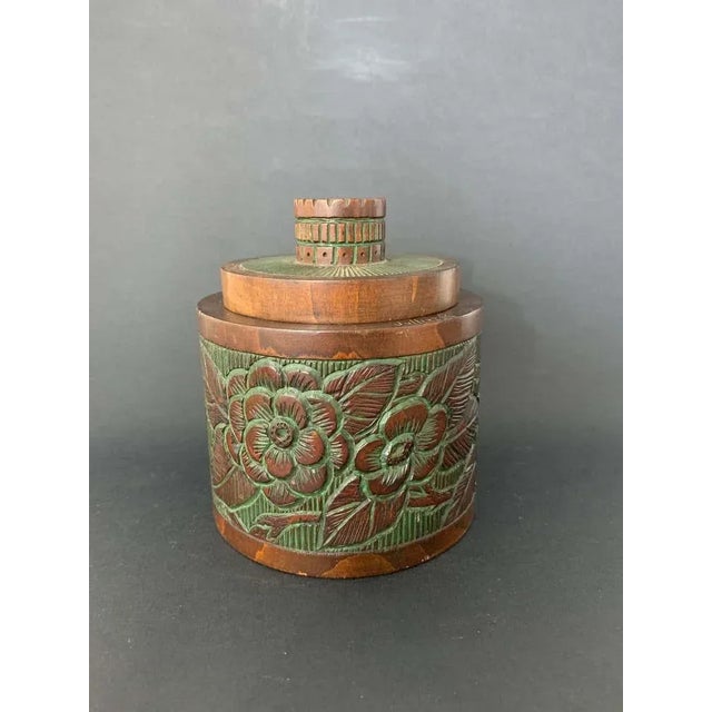 Art Deco Wooden Box with Green Paint, 1950s For Sale - Image 3 of 10