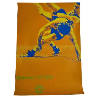 Munich Olympic Games Mens Wrestling Poster by Otl Aicher, 1972 For Sale