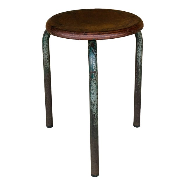 Vintage Tripod Stool in the style of Jean Prouvé, 1940s For Sale