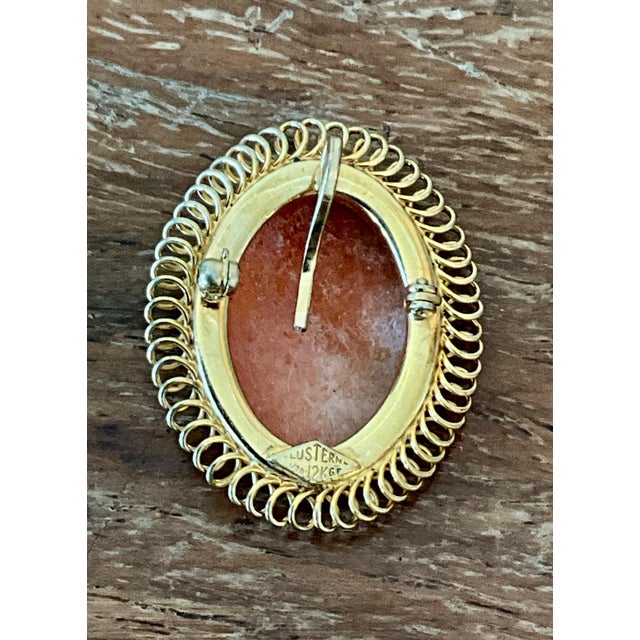 Vintage Victorian 12k Handcarved Cameo Pendant For Sale - Image 4 of 10