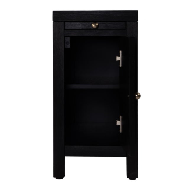 Wood Nora 12 in. W Rectangular Wood 1 Door Narrow End Table with Pull-Out Tray, Antique Coffee For Sale - Image 7 of 11