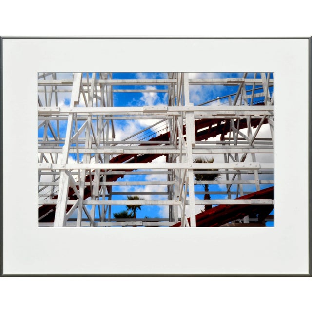 1990s "Roller Coaster With Palms 2" - Santa Cruz Beach Boardwalk Color Photograph by Deborah Eddy For Sale - Image 5 of 5