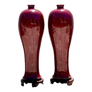 Vintage Boho Monumental “Sang De Bouf” Glazed Ceramic Vases - a Pair