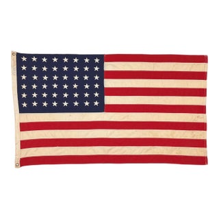 Vintage Cotton American Flag With 48 Sewn Stars For Sale