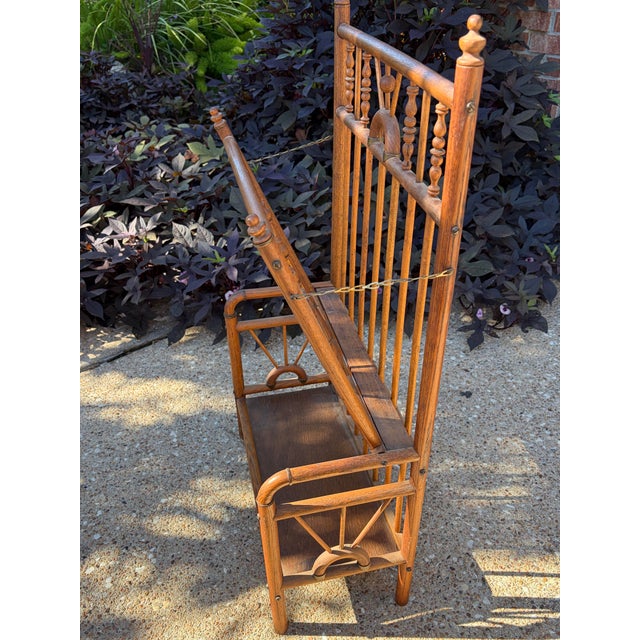 Victorian Circa 1880s Antique Victorian Stick and Ball Oak Magazine Newspaper Music Rack For Sale - Image 3 of 10