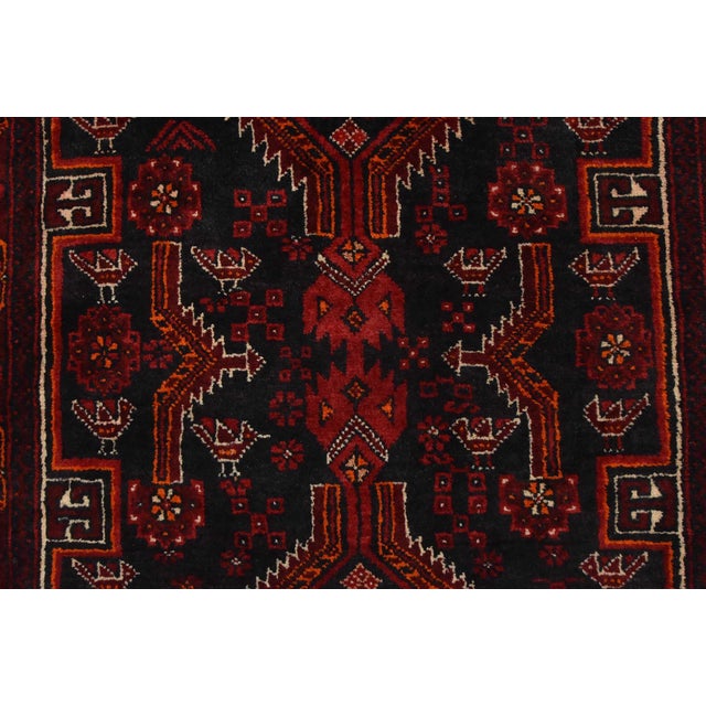 Blue Baloch Rug 3’8” X 7′ Blue Wool Vintage Tribal Hand-Knotted Oriental Carpet For Sale - Image 8 of 12