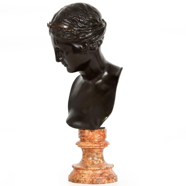 Italian Grand Tour Bronze Sculpture Bust of Diana by Del Nerro Foundry For Sale - Image 4 of 18