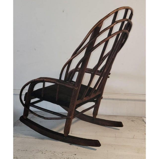 Rustic 19Thc Bent Wood / Twig Child's Rocking Chair For Sale - Image 3 of 6