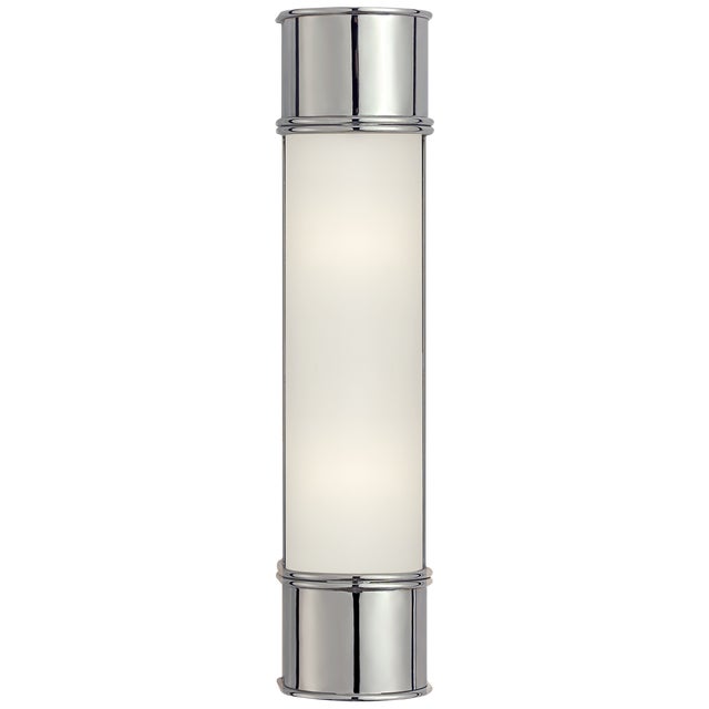 Oxford 18" Bath Sconce in Chrome with Frosted Glass Designer: Chapman & Myers Height: 18.5" Extension: 4" Backplate: 3.75"...