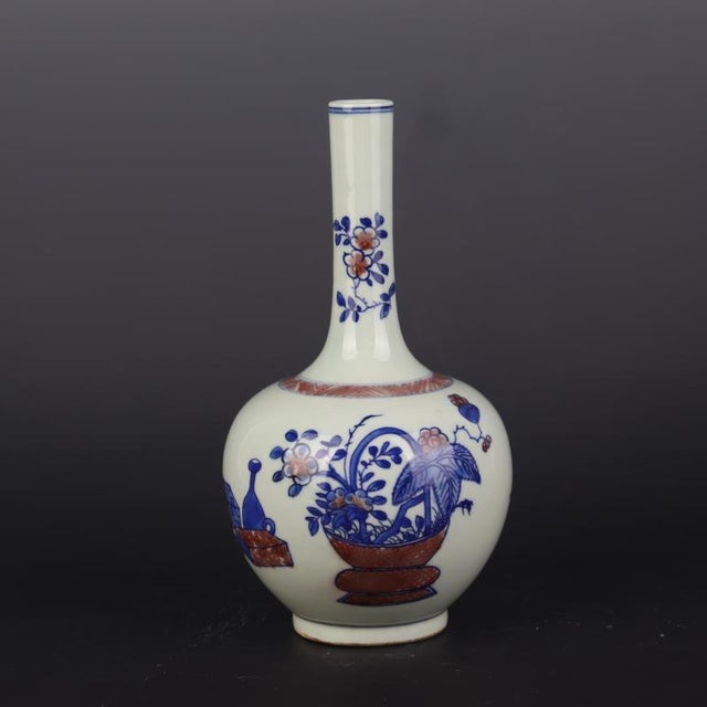 W-12cm,H-21.4cm This Blue and White Underglaze Red Porcelain Gall-shaped Vase is a beautifully hand-painted piece...