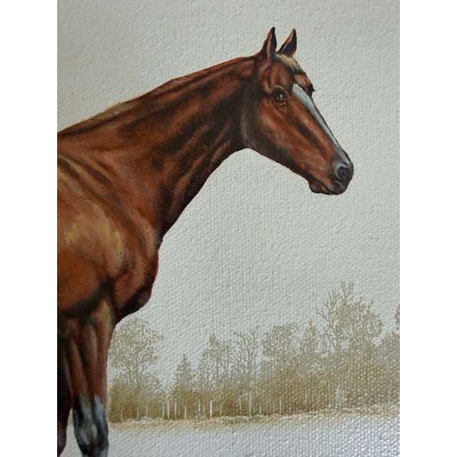 English Late 20th C. Signed "Thoroughbred" Horse Hand-Painted Serigraph by Carson For Sale - Image 3 of 11