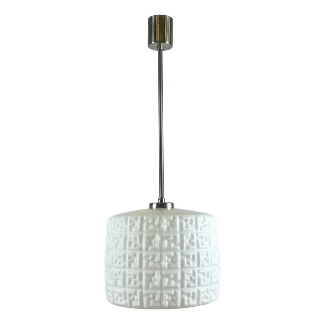 Mid-Century Czech Milk Glass Pendant Lamp from Napako, 1960s For Sale