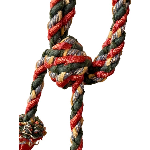 Vintage French Passementerie Tassel Drapery Tieback Orange and Green For Sale - Image 9 of 9