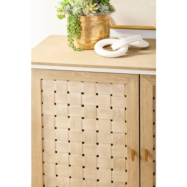 Wood Weave Media Sideboard, Smoke Gray Oak For Sale - Image 7 of 12