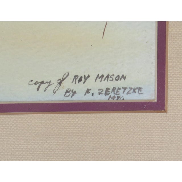 Vintage Framed Watercolor Landscape Mountain Snow Scene After Roy Martell Mason For Sale - Image 9 of 10