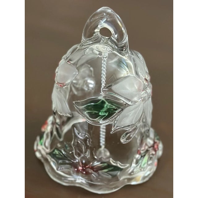 Vintage Celebrations by Mikasa Holiday Bloom Crystal Christmas Bell For Sale - Image 9 of 12