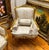 French French Louis XV Armchair – Cream Floral Damask Upholstery, Gold Leaf Frame & Accent Cushion For Sale - Image 3 of 3