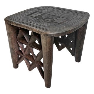 Vintage Large Nupe Wood Stool Table For Sale