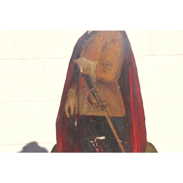 1920s Antique 1920s Hand-Painted Wooden Cavalier Figural Umbrella Stand For Sale - Image 5 of 18