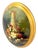 Vintage oval concave floral still life oil painting with gilt attached frame. Depicts a still life of flowers and vase....
