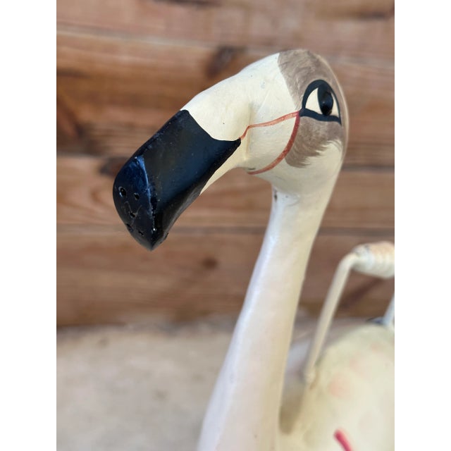 1980s Coastal Whimsical Metal Hand Painted Flamingo Watering Can For Sale - Image 5 of 10