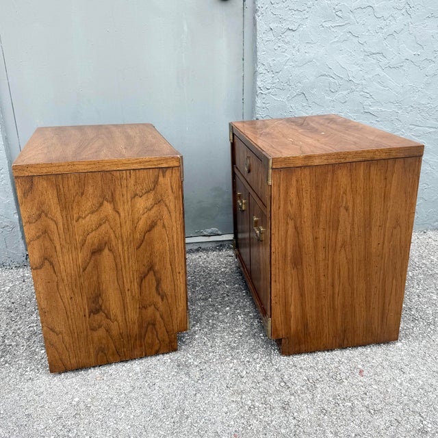 Vintage Campaign Huntley Nightstands by Thomasville For Sale - Image 9 of 11
