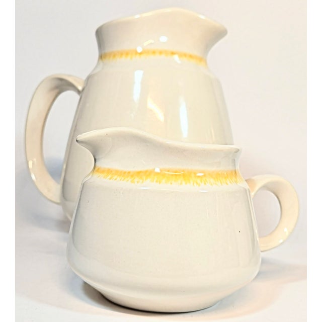 Cream Country Cottage Pitchers- Set of Two For Sale - Image 8 of 11