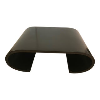 1960s Mid Century Modern Ebonized Waterfall Style Coffee Table For Sale