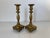 A charming pair of vintage solid brass candleholders featuring beautifully turned columns and elegant silhouettes. Each...