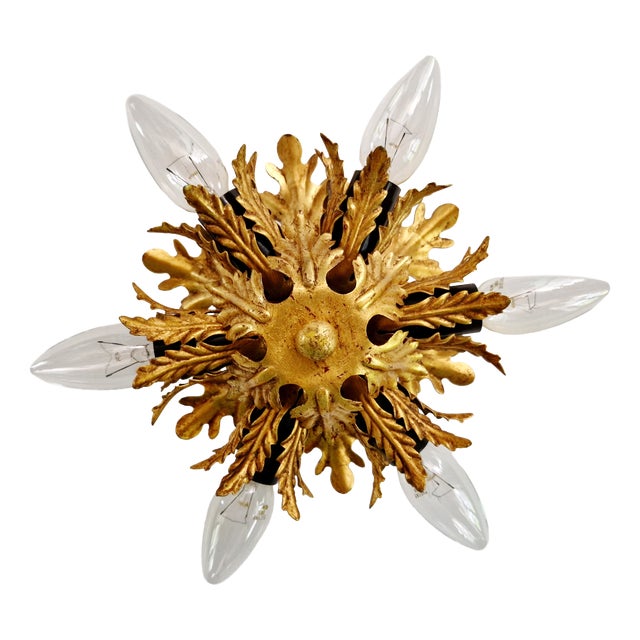 Italian Ceiling Light in Gilded Metal from Banci Firenze, 1970 For Sale