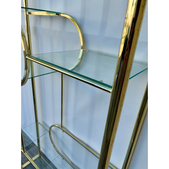 Brass Mid Century Modern Hollywood Regency Brass Etagere in the Milo Baughman Manner. Circa 1970s For Sale - Image 8 of 18
