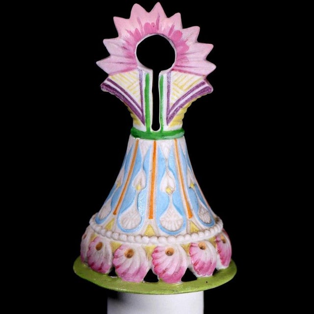 Biscuit Porcelain Covered Bottle Vase with Painted Decoration by Jean Gille For Sale - Image 5 of 17