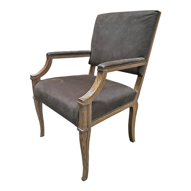 Rift Oak & Upholstered Lair Arm Chair From the Madeline Stuart Collection For Sale