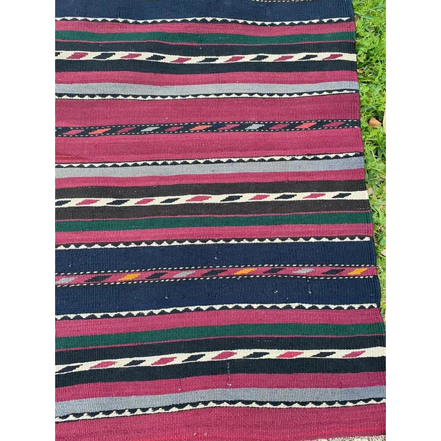 1930s Vintage Nomadic Plant Dye Navy Blue Large Kilim Rug For Sale - Image 4 of 12