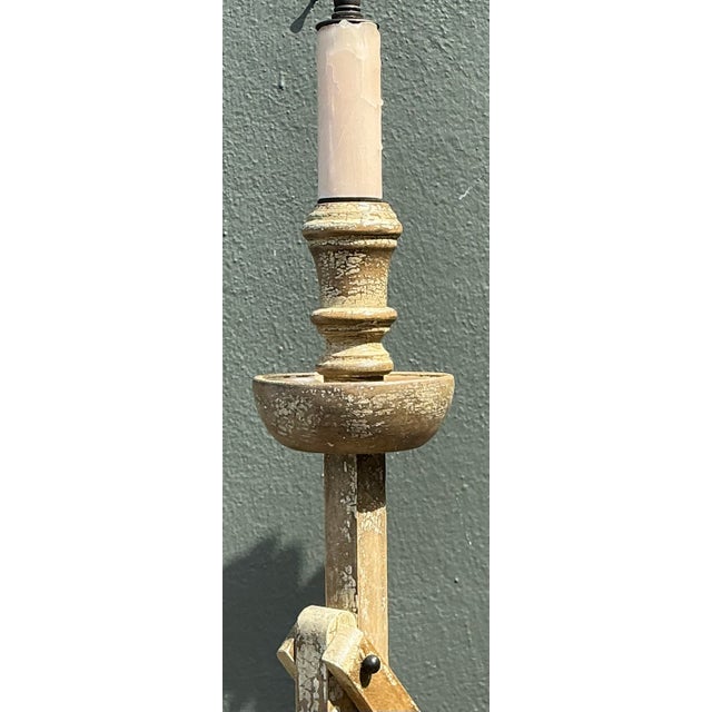 This exquisite pair of vintage floor lamps captures the soul of French Country design, featuring a functional sawtooth...