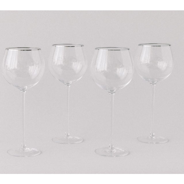 Siren Beverageware Clear + Platinum White Wine - Set of 4 For Sale - Image 4 of 5