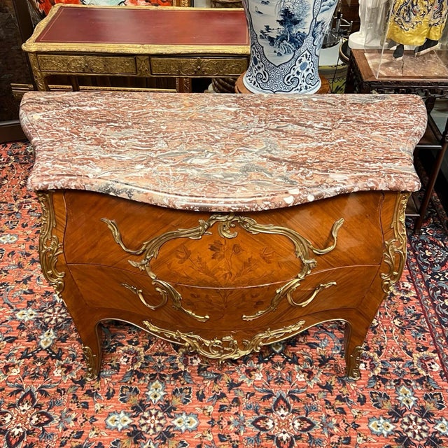 Late 19th Century 19th Century Fruitwood and Marble Commode in Louis XV Style For Sale - Image 5 of 12