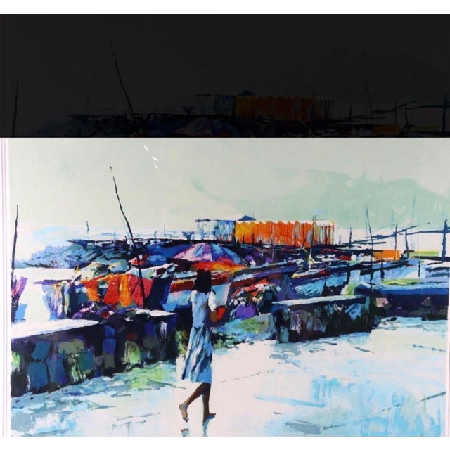 Nicola Simbari 1980s Mid-Century Italian Nicola Simbari "Sorrento" Oversized Signed Limited Edition Serigraph — Framed For Sale - Image 4 of 6