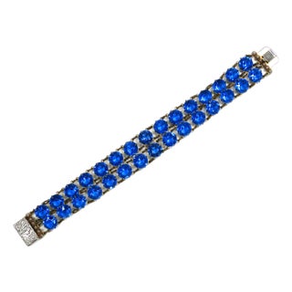 Vintage Austrian Sapphire Crystal Bracelet 1950s For Sale