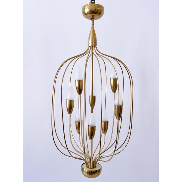 1950s Mid-Century Modern Nine-Flamed Pendant Lamp, Germany, 1950s For Sale - Image 5 of 18