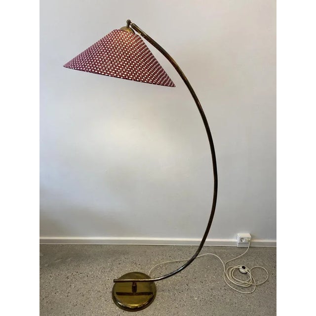Mid-Century Modern Large Mid-Century Arch Floor Lamp with Fabric Shade, Germany, 1950s For Sale - Image 3 of 11